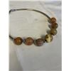 Image 2 : VINTAGE SILVER TONE W/ AGATE STONE BEADS CHOKER NECKLACE