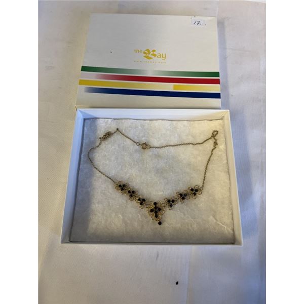 VINTAGE NECKLACE W/ 25 BLUE SAPPHIRE STONES IN "THE BAY BOX"