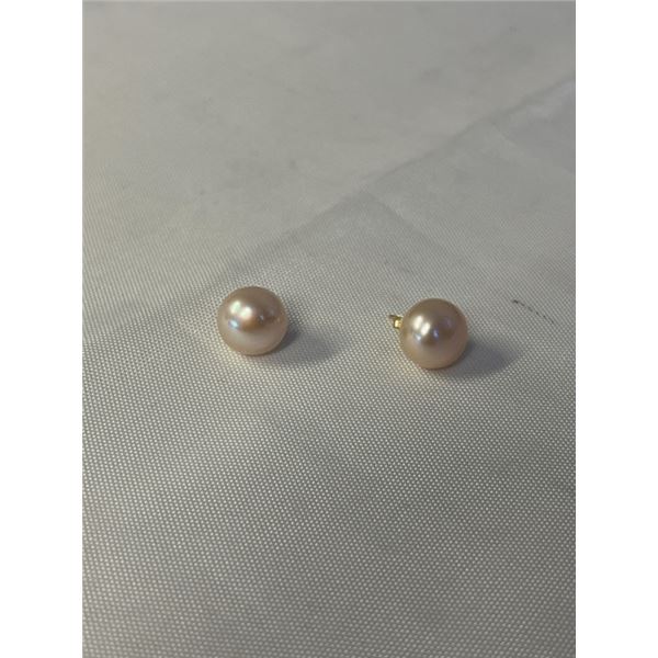 PAIR OF 14K GOLD W/ GENUINE PEARLS STUD EARRINGS