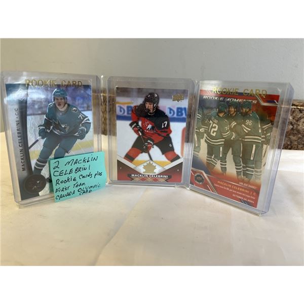 2 MACKLIN CELEBRINI ROOKIE CARDS PLUS 1ST TEAM CANADA OLYMPIC CARD