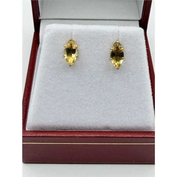 10KT YELLOW GOLD NATURAL CITRINE (0.65CT) EARRINGS, W/A $700.00. CITRINE IS THE BIRTHSTONE FOR NOVEM