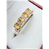 Image 1 : STERLING SILVER NATURAL CITRINE AND CZ RING, SIZE 5.25, RETAIL $350.00. CITRINE IS THE BIRTHSTONE FO