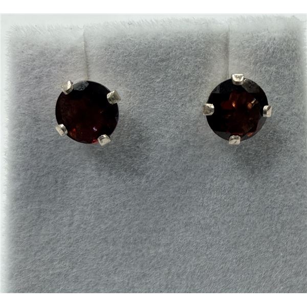 STERLING SILVER NATURAL GARNET (1.9CT) EARRINGS, RETAIL $300.00. GARNET IS THE BIRTHSTONE FOR JANUAR