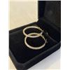 Image 2 : NEW 18K GOLD PLATED 33.0MM SIMULATED DIAMOND (CZ) HOOP EARRINGS