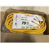 Image 2 : AS NEW 75FT YELLOW  INDOOR OUTDOOR HEAVY DUTY LIGHTED 3 WIRE GROUNDED EXTENSION CORD 16AWG