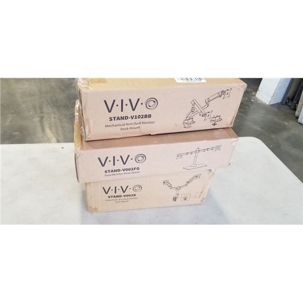 VIVO DULA MONITOR CLAMP ON DESK MOUNT VIVO DUAL MONITOR DESK STAND AND VIVO DUAL  PNEUMATIC ARM DESK