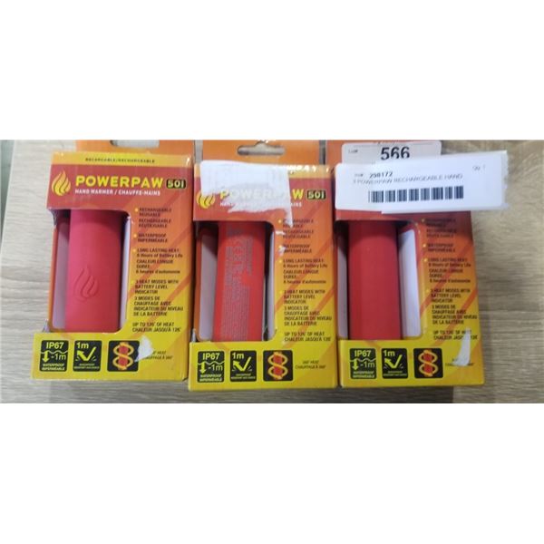 3 POWERPAW RECHARGEABLE HAND WARMERS