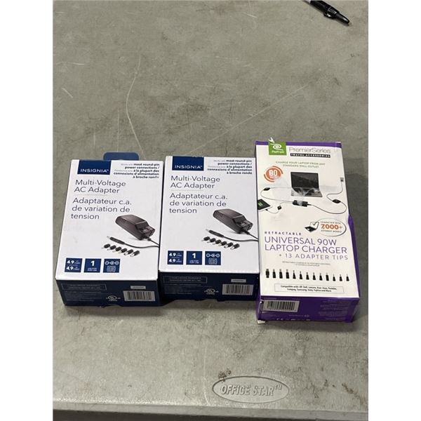 RETRAK UNIVERSAL USB-C LAPTOP CHARGER AND TWO MULTI-VOLTAGE AC ADAPTERS