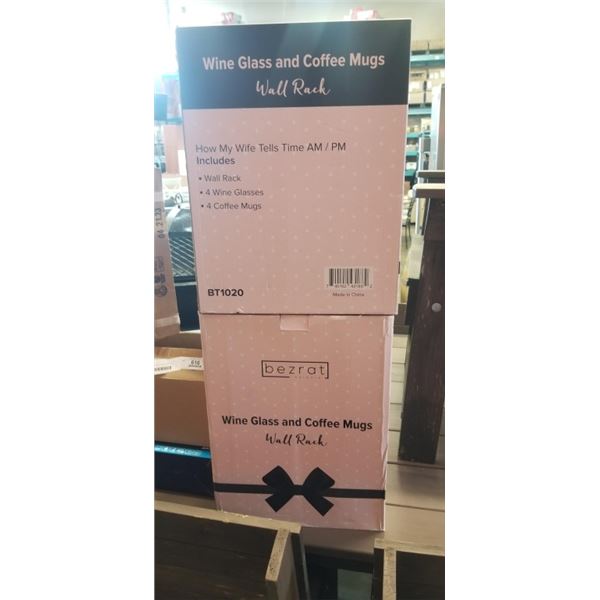 2 WINE GLASS AND WALL RACK SETS