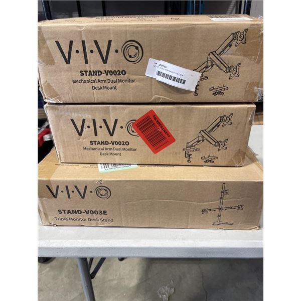 2 VIVO DUAL ARM MONITOR DESK MOUNTAND VIVO TRIPLE MONITOR DESK STAND