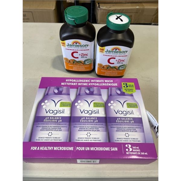 2 TUBS OF JAMIESON VITAMIN C CHEWABLES AND VAGISIL 3 PACK