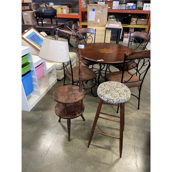 ANTIQUE FLOOR LAMP AND STOOL