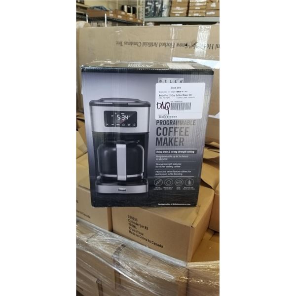 BELLA PRO PROGRAMMABLE DRIP 12-CUP COFFEE MAKER - TESTED WORKING, RETAIL $99
