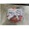 Image 1 : AS NEW 200FT ORANGE INDOOR OUTDOOR HEAVY DUTY LIGHTED 3 WIRE GROUNDED EXTENSION CORD 16AWG