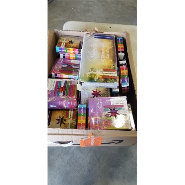 TRAY LOT OF NEW ASSORTED CANDLES