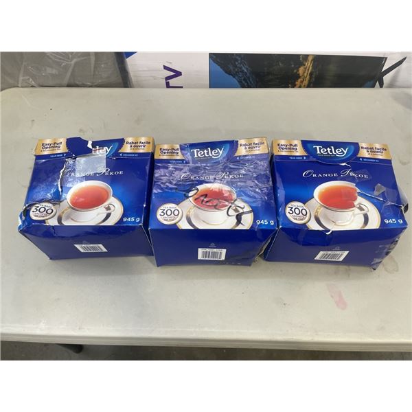 3 PACKS OF TETLEY ORANGE PEKOE TEA BAGS, APPROX 300 PER BOX