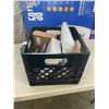 Image 1 : CRATE OF ASSORTED NEW AMAZON OVERSTOCK ITEMS INCLUDING WOOD GAME TOKENS, DICE SETS, FILM PAPER, UNIV