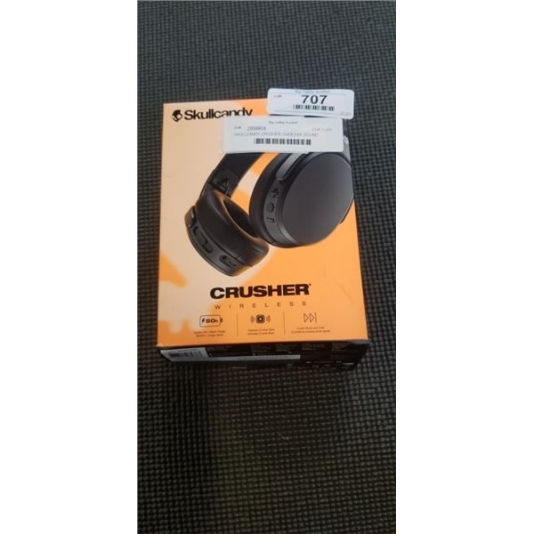 SKULLCANDY CRUSHER OVER EAR SOUND ISOLAING BLUETOOTH HEADPHONES - TESTED WORKING, RETAIL $149
