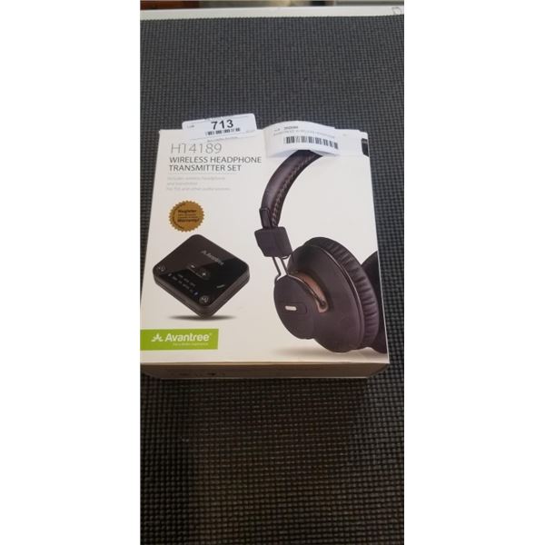 AVANTREEE WIRELESS HEADPHONE TRANSMITTER SET INCLUDES WIRELESS HEADPHONE AND TRANSMITTER FOR TVS AND