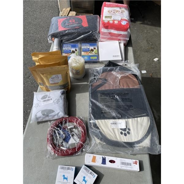 NEW AMAZON OVERSTOCK INCULDING FEMALE DOG DIAPERS LED COLLARS FOR SMALL DOGS AND PET FEEDING MATS