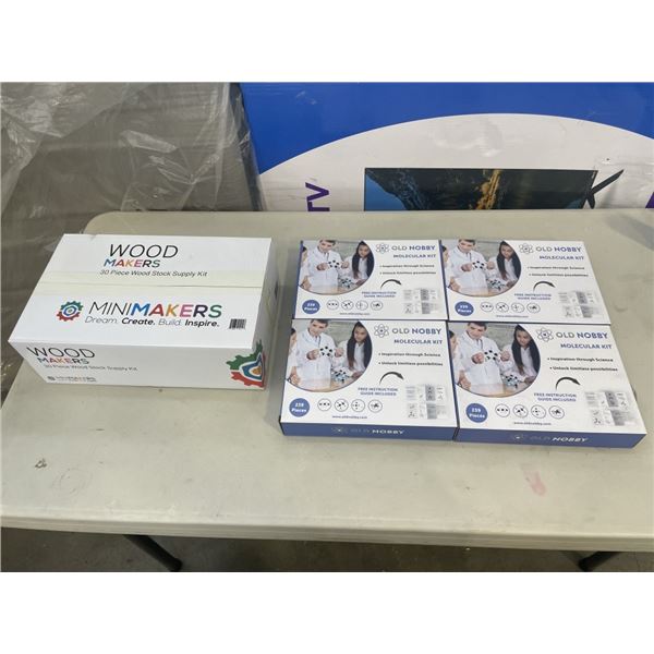 4 NEW OLD NOBBY MOLECULAR KITS AND 30PC WOOD STOCK SUPPLY KIT