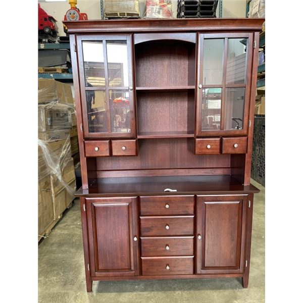 2 PIECE MAHOGANY FINISH DISPLAY CABINET