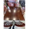 Image 2 : MAHAOGANY FINISH 7PC DINING SET WITH 2 ARMCHAIRS, BUILT IN EXTENSION LEAF