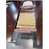 Image 7 : MAHAOGANY FINISH 7PC DINING SET WITH 2 ARMCHAIRS, BUILT IN EXTENSION LEAF