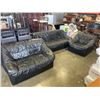 Image 1 : 3 PIECE BLACK LEATHER SOFA, LOVESEAT, AND CHAIR