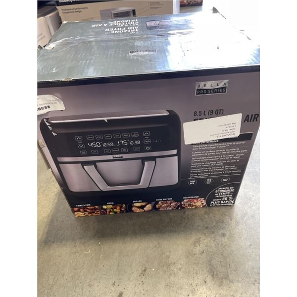 BELLA PRO FLEX DUAL ZONE TOUCHSCREEN AIR FRYER - TESTED WORKING, RETAIL $349