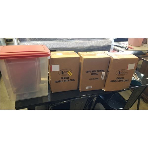 3 OFFICE BROPCHURE DISPLAY HOLDERS AND NEW 3 PC STORAGE BIN COMBO