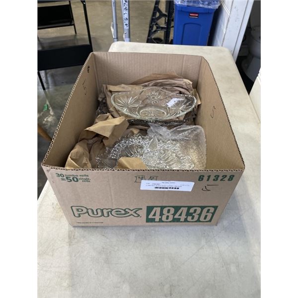 2 VINTAGE GLASS BOAT DISHES, ANCHOR HOCKING CUT GLASS AND VINTAGE AMERICAN BRILLIANT PERIOD CUT GLAS