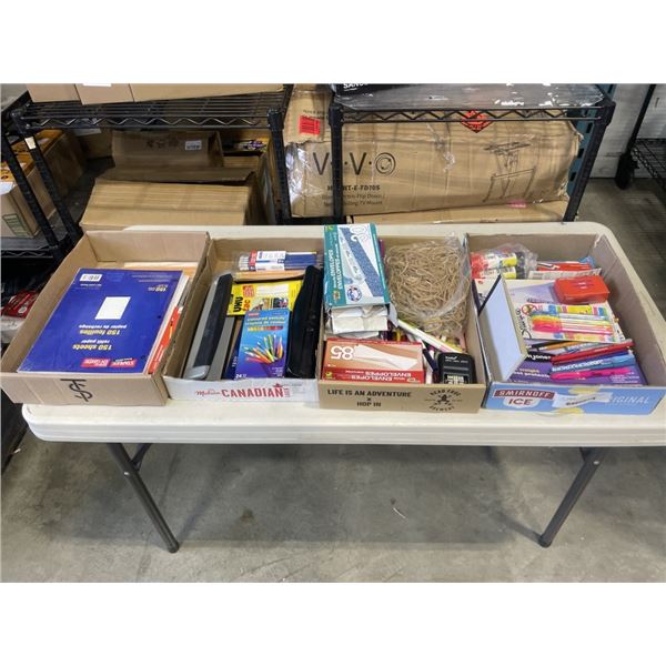 4 TRAYS OF ASSORTED OFFICE SUPPLIES