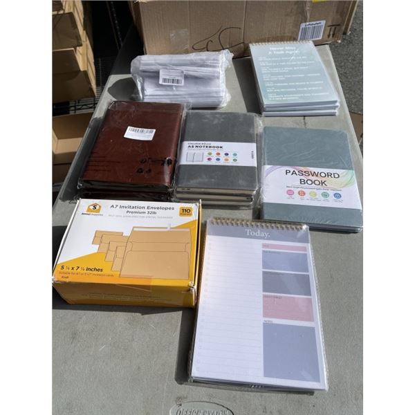 NEW AMAZON OVERSTOCK INCLUDING NOTEBOOKS AND SELFSELING ENVOLPES