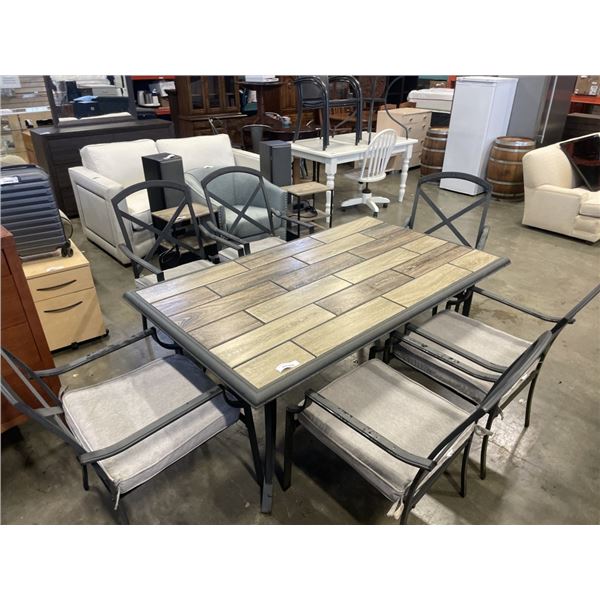 7PC TILE TOP PATIO TABLE AND SET WITH CUSHIONS