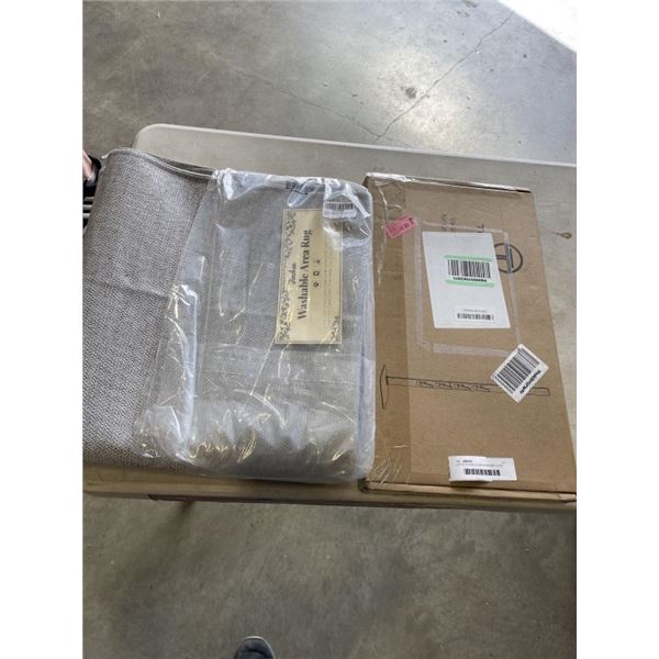 LOT OF DYSON FLOOR STAND AND 3 X10 WASHABLE RUG