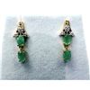 Image 1 : GOLD PLATED STERLING SILVER NATURAL EMERALD (0.96CT) EARRINGS, W/A $1000.00. EMERALD IS THE BIRTHSTO