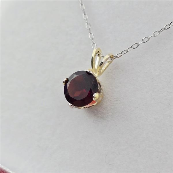 STERLING SILVER NATURAL GARNET WITH STERLING SILVER CHAIN, RETAIL $350.00. GARNET IS THE BIRTHSTONE 
