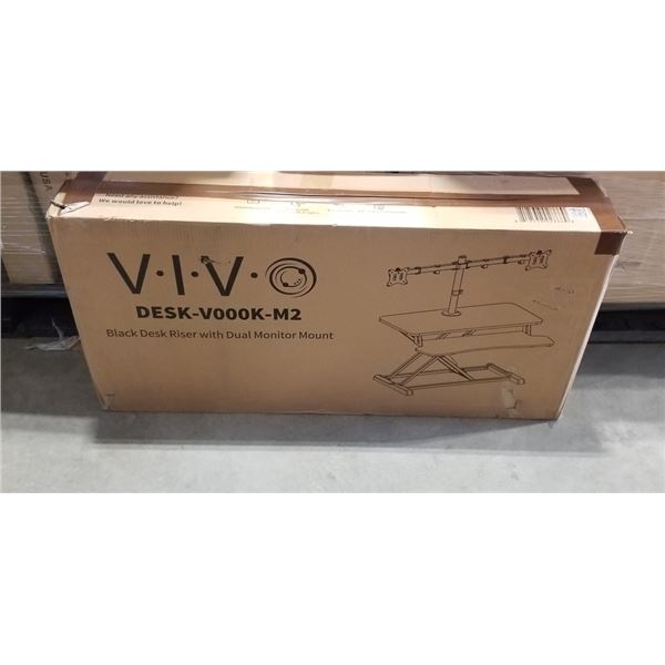VIVO BLACK DESK RISER WITH DUAL MONITOR MOUNT