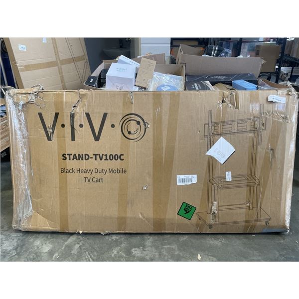 VIVO BLACK HEAVY DUTY MOBILE TV CART