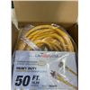 Image 2 : AS NEW 50FT YELLOW  INDOOR OUTDOOR HEAVY DUTY LIGHTED 3 WIRE GROUNDED EXTENSION CORD 10AWG