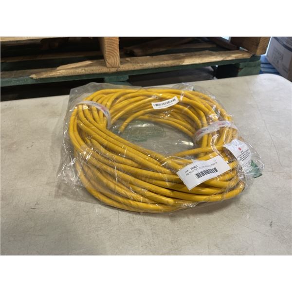 AS NEW 75FT YELLOW  INDOOR OUTDOOR HEAVY DUTY LIGHTED 3 WIRE GROUNDED EXTENSION CORD 14AWG