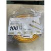 Image 1 : AS NEW 100FT YELLOW INDOOR OUTDOOR HEAVY DUTY LIGHTED 3 WIRE GROUNDED EXTENSION CORD 14AWG