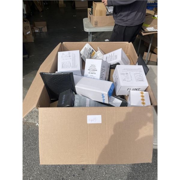 LARGE LOT OF NEW AMAZON OVERSTOCK LED BULBS, STRIP LIGHTS, SHOP WORK LIGHTS AND MORE