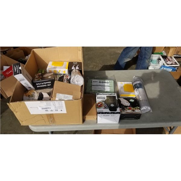 NEW AMAZON OVERSTOCK ITEMS INCULDING MINI WAFFLE MAKER AND SALT AND PEPPER SHAKERS AND ICE CUBE TRAY