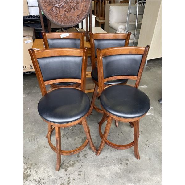 SET OF SWIVEL LEATHER SEAT BAR STOOLS