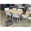 Image 1 : AS NEW CANVAS SAUBLE TAN SLING OUTDOOR DINING SET WITH 2 SWIVEL CHAIRS, UMBRELLA BASE, RETAIL $1199