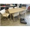 Image 2 : AS NEW CANVAS SAUBLE TAN SLING OUTDOOR DINING SET WITH 2 SWIVEL CHAIRS, UMBRELLA BASE, RETAIL $1199