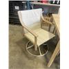 Image 3 : AS NEW CANVAS SAUBLE TAN SLING OUTDOOR DINING SET WITH 2 SWIVEL CHAIRS, UMBRELLA BASE, RETAIL $1199
