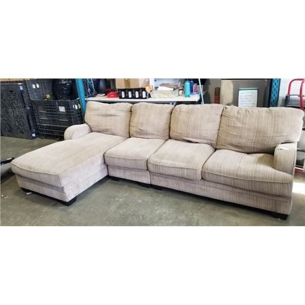 ASHLEY FURNITURE BROWN FABRIC SECTIONAL SOFA